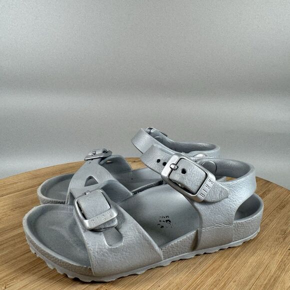 Birkenstock Milano Essentials EVA Sandals Kids Toddler 24 6 Silver Back Strap - Picture 3 of 6